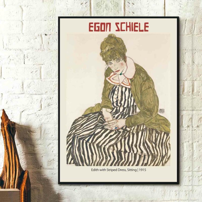 Edith with Striped Dress, Sitting 1915 Poster