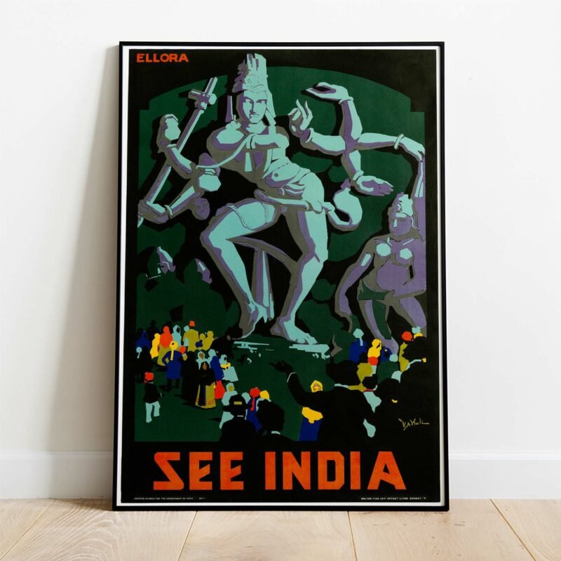 Ellora See India Vintage Travel Poster