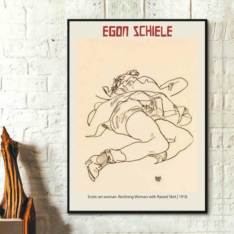 Erotic art woman. Reclining Woman with Raised Skirt 1918 Poster