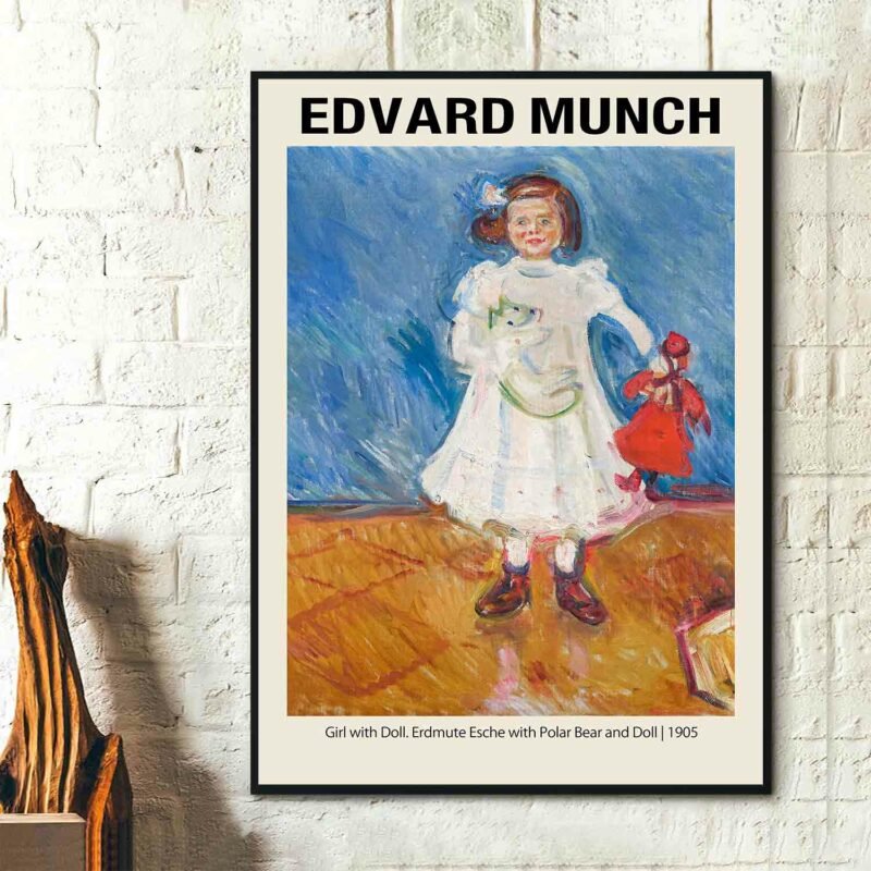 Girl with Doll. Erdmute Esche with Polar Bear and Doll 1905 Poster