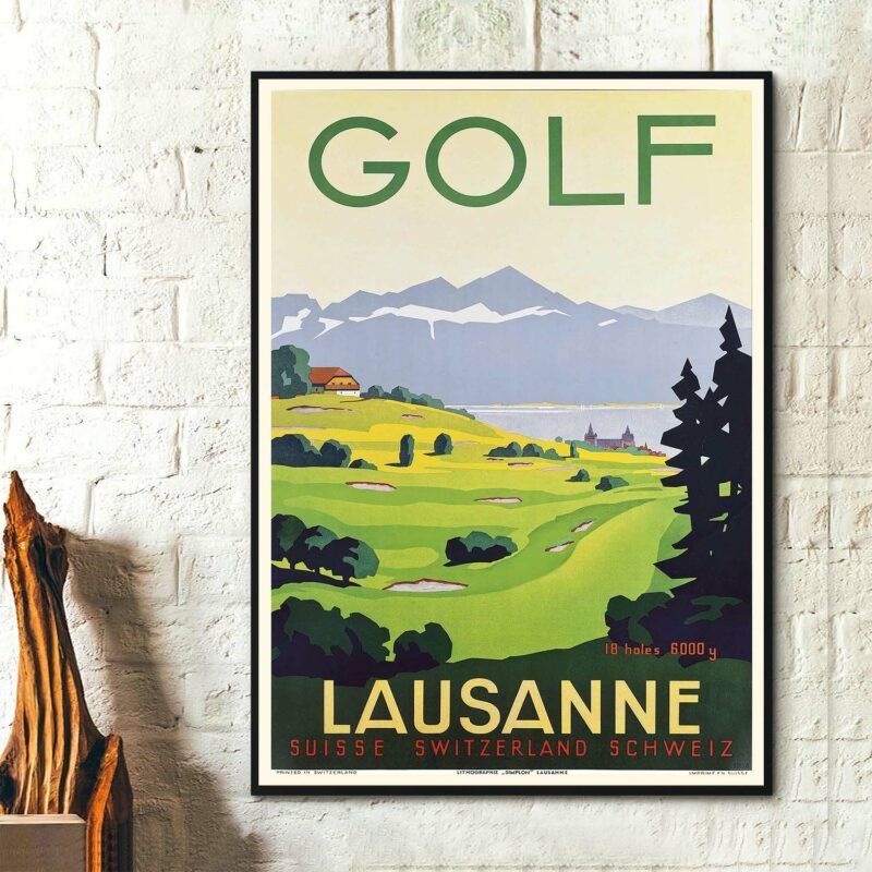 Lausanne Golf Vintage Travel Poster