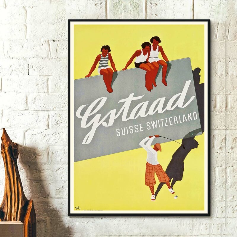 Gstaad Switzerland Vintage Travel Poster by Alex Walter Diggelmann
