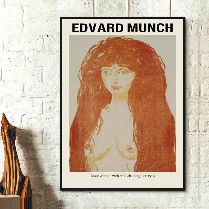 Nude woman with red hair and green eyes Poster
