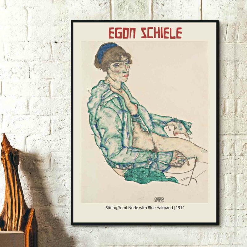 Sitting Semi-Nude with Blue Hairband 1914 Poster