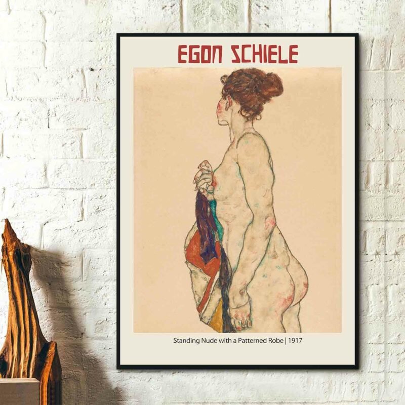 Standing Nude with a Patterned Robe 1917 Poster