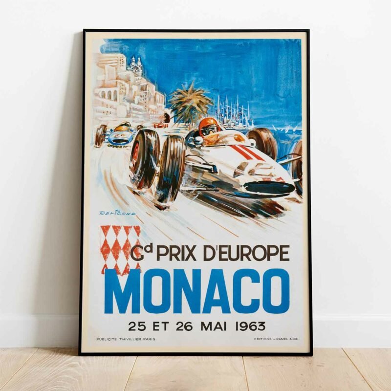 1963 Monaco Grand Prix Race Travel Poster